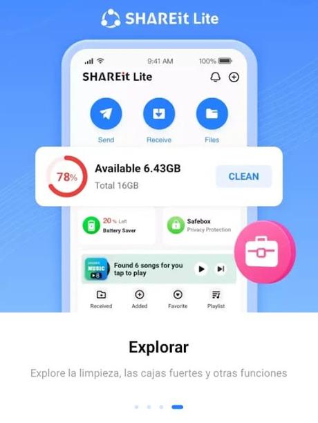 SHAREit Lite para android, transfiere y comparte tus archivos de una manera más rápida