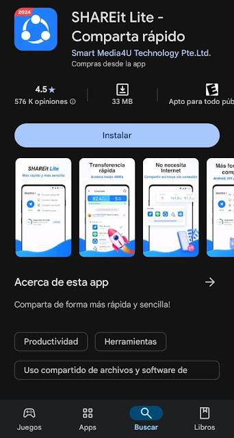 SHAREit Lite para android, transfiere y comparte tus archivos de una manera más rápida