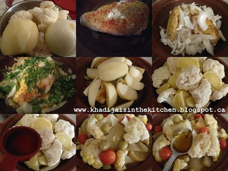 TAGINE DE POULET AUX POMMES DE TERRE ET AU CHOU-FLEUR  / CHICKEN TAGINE WITH POTATOES AND CAULIFLOWER / TAGINE DE POLLO CON PATATAS Y COLIFLOR  / طاجين الدجاج بالبطاطس والقرنبيط