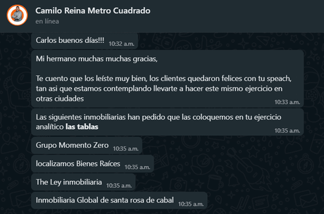 Testimonio de Camilo Reina de Metro Cuadrado