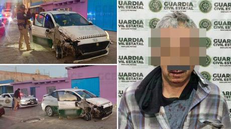 Guardia Civil Estatal detiene a taxista ebrio luego de persecusión en la capital potosina