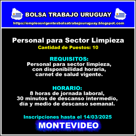Personal para Sector Limpieza Personal para Sector Limpieza
