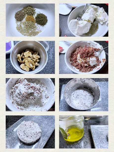 Timbal de queso a las hierbas con salmón ahumado