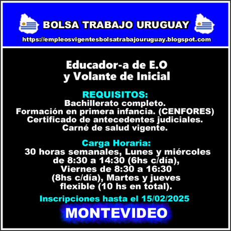 Educador-a de E.O y Volante de Inicial