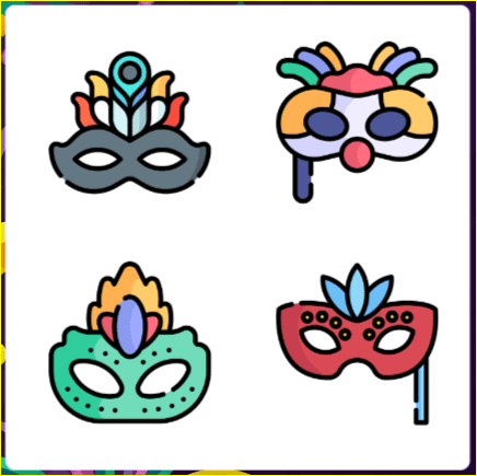 Juegos interactivos de Carnaval. Caretas y fichas Juegos interactivos de Carnaval. Caretas y fichas