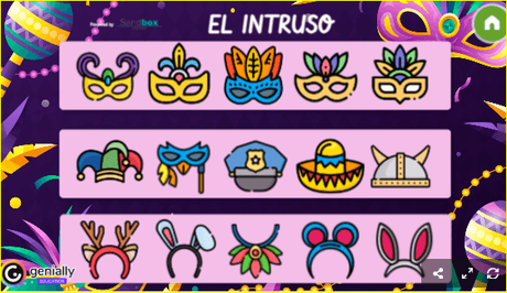 Juegos interactivos de Carnaval. Caretas y fichas Juegos interactivos de Carnaval. Caretas y fichas