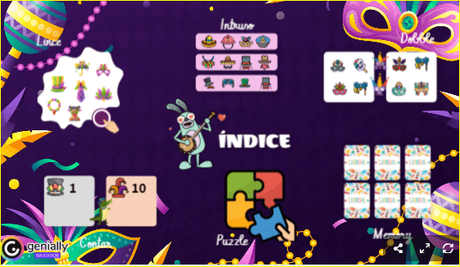 Juegos interactivos de Carnaval. Caretas y fichas Juegos interactivos de Carnaval. Caretas y fichas