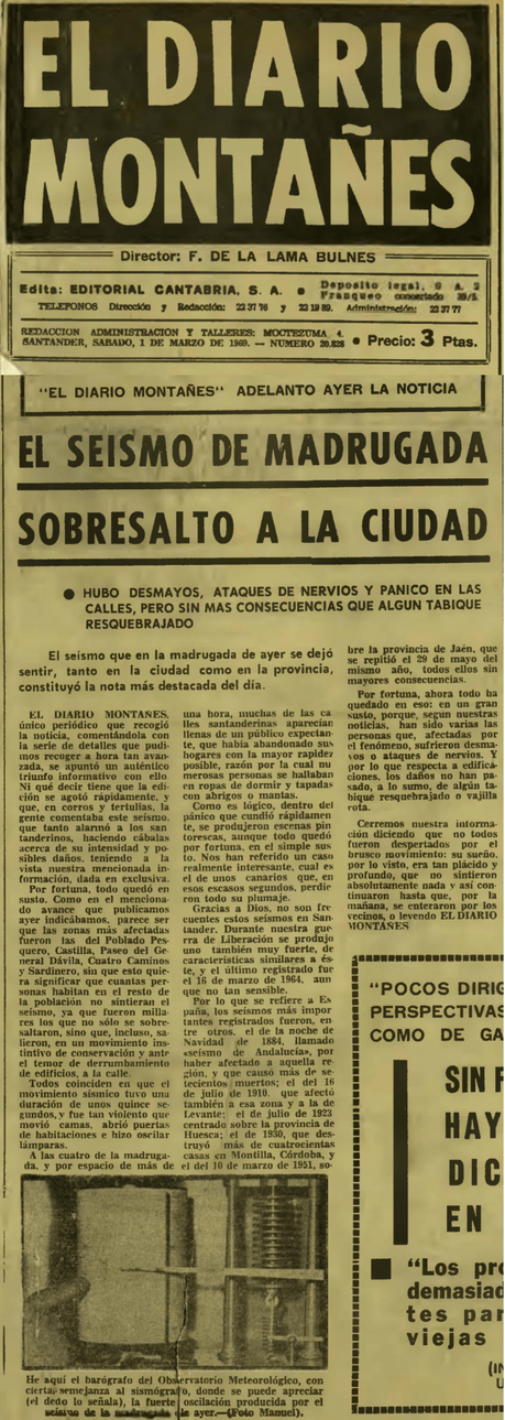 28F de 1969:el terremoto de Cabo de San Vicente que se dejó sentir en Santander 28F de 1969:el terremoto de Cabo de San Vicente que se dejó sentir en Santander