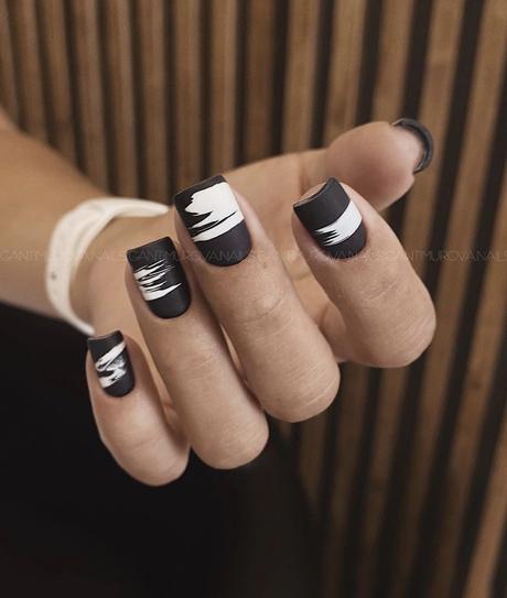 Uñas nail art ideas blanco y negro uñas cortas largas diseños fáciles