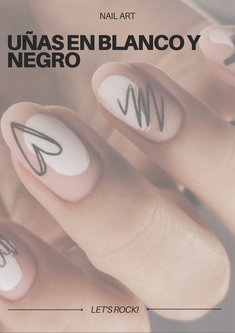Uñas nail art ideas blanco y negro uñas cortas largas diseños fáciles