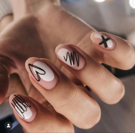 Uñas nail art ideas blanco y negro uñas cortas largas diseños fáciles