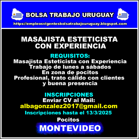 MASAJISTA ESTETICISTA CON EXPERIENCIA MASAJISTA ESTETICISTA CON EXPERIENCIA