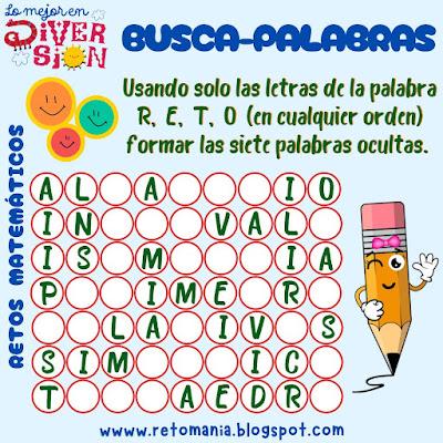 Desafío matemático, Reto matemático, Problema matemático, Juego de Letras, Juego de Palabras, Palabra Oculta, Palabra Desconocida, BuscaPalabras, Picas y Fijas, RetoPalabras