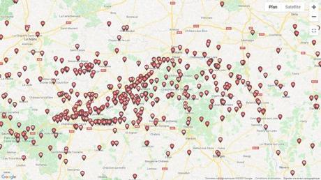 Mapa de caramar de los castillos del Loira