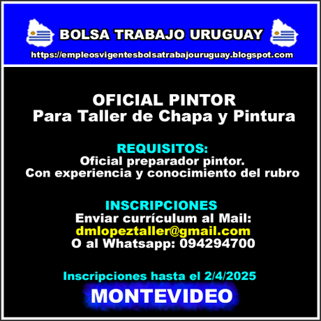 Oficial Pintor para Taller de Chapa y Pintura Oficial Pintor para Taller de Chapa y Pintura