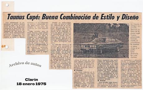 Ford Taunus GT y su lanzamiento en enero de 1975 en Argentina