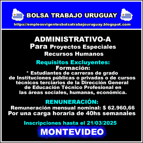 ADMINISTRATIVO-A Para Proyectos Especiales Recursos Humanos ADMINISTRATIVO-A Para Proyectos Especiales Recursos Humanos