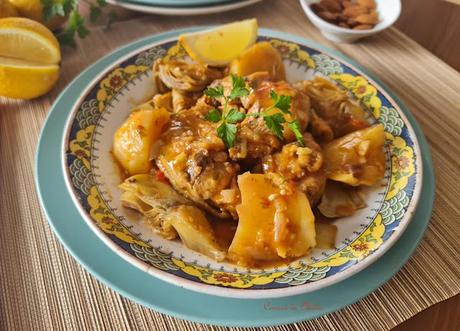 Guiso picoso de pollo y alcachofas Guiso picoso de pollo y alcachofas