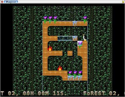 Magicor, un  rompecabezas con bloques de hielo y Tux, la mascota de Linux.