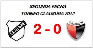 All Boys:2 - Colón:0  (Fecha 2°)