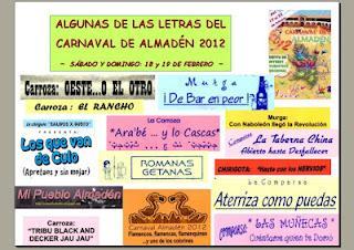 Letras del Carnaval de Almadén 2012