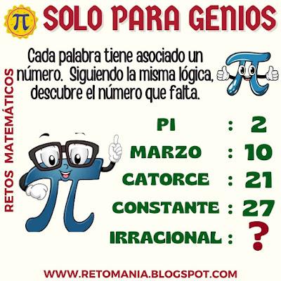 SOLO PARA GENIOS Día Pi, Día Internacional de Pi, Día de las matemáticas, Retos matemáticos, Problemas matemáticos, Desafíos matemáticos, Matemáticas Recreativas, Matemáticas Lúdicas, MateRecreativas, Acertijos, Solo para Genios, Descubre el Número