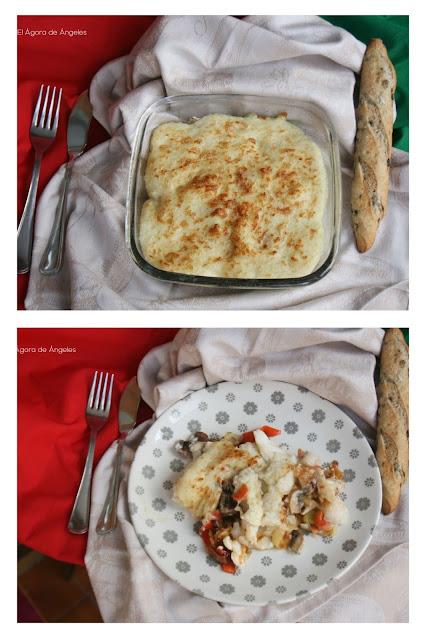 Bacalao gratinado con salsa de champiñones  El Ágora de Ángeles