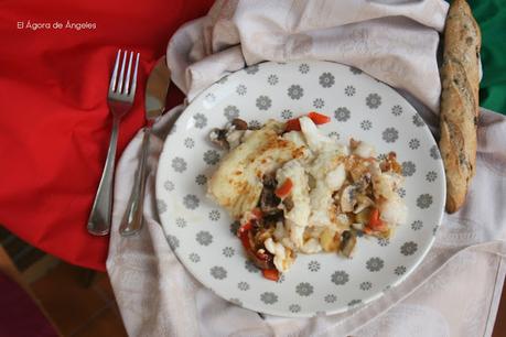 Bacalao gratinado con salsa de champiñones  El Ágora de Ángeles