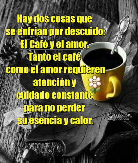 Hay dos cosas que se enfrían por descuido: El Café y el amor. Tanto el café como el amor requieren atención y cuidado constante para no perder su esencia y calor.