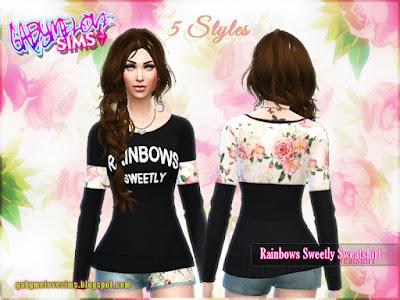 Rainbows Sweetly Sweatshirt ~ Asian Fashion, Sims 4. By. Gabymelove Sims.