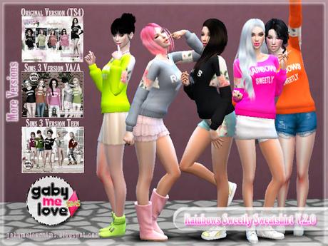 Rainbows Sweetly Sweatshirt V.2.0 ~ Asian Fashion, Sims 4. Otras versiones