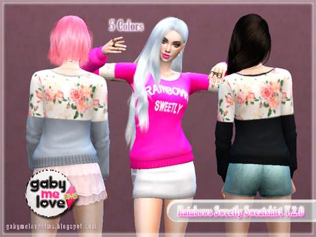 Rainbows Sweetly Sweatshirt V.2.0 ~ Asian Fashion, Sims 4 - Gabymelove Sims