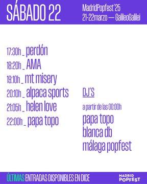 Horarios del Madrid Popfest 2025