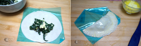 Empanadillas de espinacas y queso feta en freidora de aire. Empanadillas de espinacas y queso feta en freidora de aire.