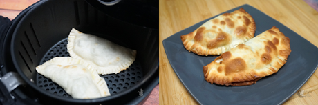 Empanadillas de espinacas y queso feta en freidora de aire. Empanadillas de espinacas y queso feta en freidora de aire.