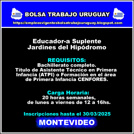 Educador-a Suplente Jardines del Hipódromo Educador-a Suplente Jardines del Hipódromo
