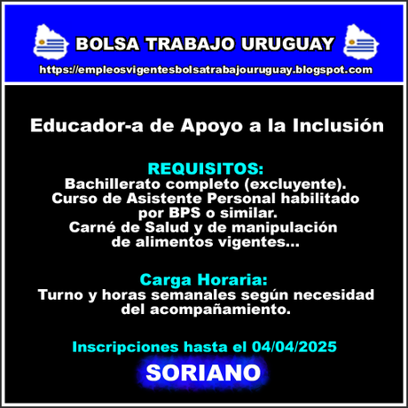 Educador-a de Apoyo a la Inclusión(Soriano) Educador-a de Apoyo a la Inclusión(Soriano)