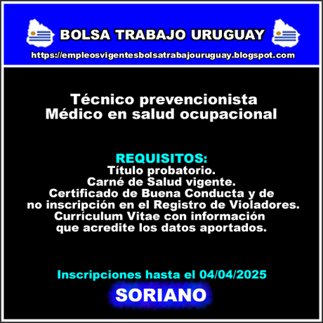 Técnico prevencionista-Médico en salud ocupacional Técnico prevencionista-Médico en salud ocupacional