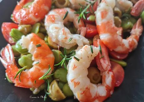 Ensalada de habas frescas con langostinos Ensalada de habas frescas con langostinos