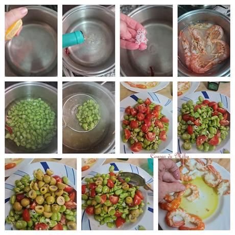 Ensalada de habas frescas con langostinos Ensalada de habas frescas con langostinos