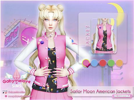 Sims 4 CC | Clothing: Sailor Moon American Jackets | UPDATED 2025 [HQ compatible] Gabymelove Sims | Mod, mods, Custom content, contenido personalizado, CAS, CUS, Create a sim, Crear un sim, Clothes, Cloth, Ropa, Vestimenta, marinero, luna, guardian, soldier, anime, manga, magical, girl, chaqueta, chamarra, blazer, americana, sport, deportiva, mercury, mars, jupiter, venus, mercurio, marte, Usagi, Serena, Bunny, Tsukino, Ami, Amy, Mizuno, Rei, Hino, Makoto, Lita, Patricia, Kino, Sailor V, Mina, Minako, guerrero, guerrera, Aino, Carola, Inner, Sistema, Solar, Interno, Free, Download