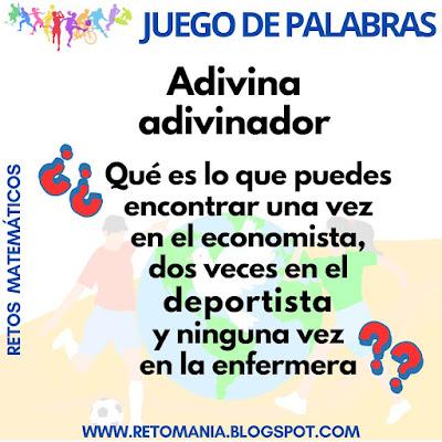 JUEGOS DE PALABRAS Día del Deporte, Día Internacional del Deporte, Día mundial del Deporte, Acertijos, Acertijos visuales, Retos visuales, Retos mentales, Juegos mentales, Juegos educativos, Retos matemáticos, Desafíos matemáticos, Problemas matemáticos, Mate y Deportes, Matemática y Deportes, Adivinanzas, Juegos de Palabras