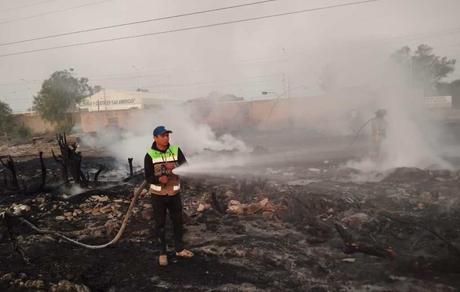Municipio de Soledad colabora en la extinción de incendio en Circuito Potosí