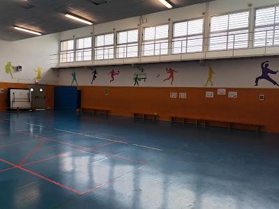 Siluetas de deportistas en el gimnasio del cole