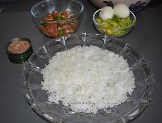 Ensalada de arroz con verduras de la huerta