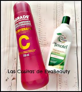 Crema suavizante acondicionadora Colorterapia de Agrado y champú reparación intensa de Timotei terminados pelo capilar low cost nuevo post blog de belleza beauty blogger beautyblogger microinfluencer opinion review