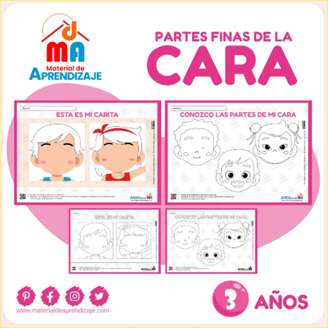 Aprendemos las partes de la cara. Juego e imprimibles
