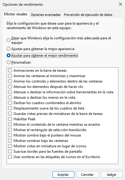 Cómo Desactivar los Efectos Visuales en Windows para Mejorar el Rendimiento