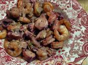 Pulpo gambones ajillo vino tinto: sabor marino