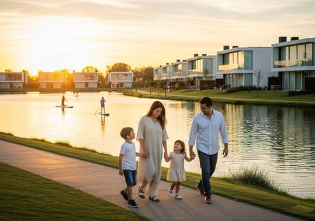 Análisis Exclusivo: Descubriendo las Joyas Residenciales del Norte Bonaerense Vista aérea de Nordelta con lagunas y barrios privados en zona norte de Buenos Aires, mostrando urbanización planificada y áreas verdes.